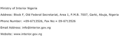 ministry of interior contact number